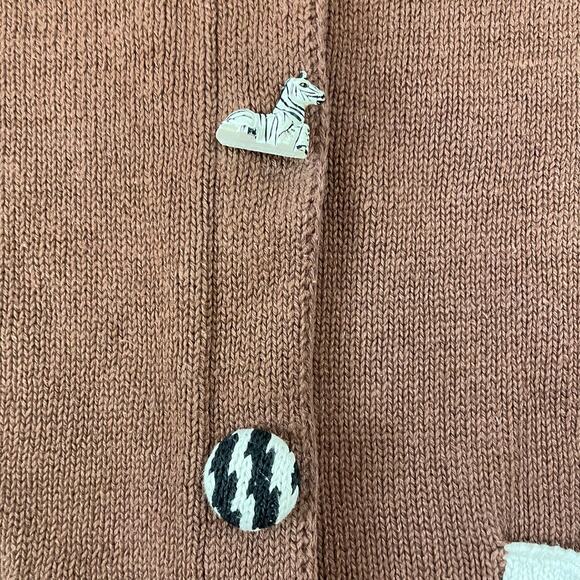 Storybook Knits Safari Animal Print Cardigan Zebra Giraffe Leopard M Button - Picture 7 of 12
